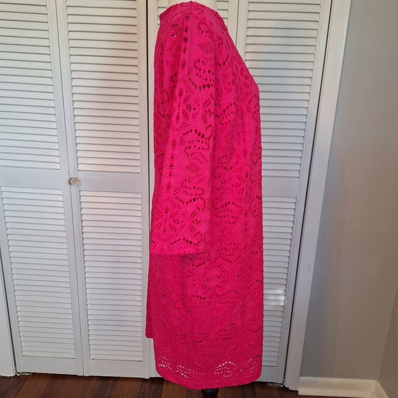 Chico's europa Pink Lace Dress Sz 1 Medium *box 2 - Picture 3 of 8